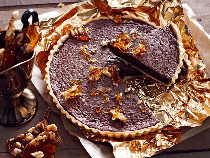 **[Chocolate tart with walnut praline](https://www.womensweeklyfood.com.au/recipes/chocolate-tart-with-walnut-praline-23782|target="_blank")**