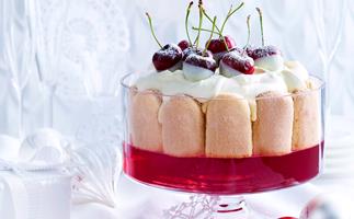 Cranberry trifle with choc-dipped cherries