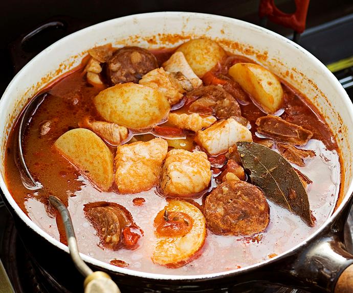 Mediterranean fish and chorizo soup