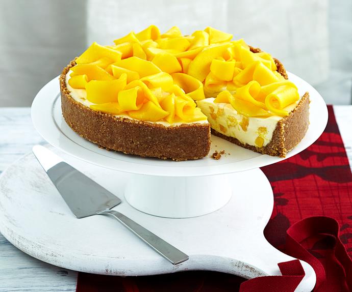 Mango and macadamia cheesecake