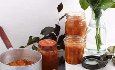 Peach and ginger chutney