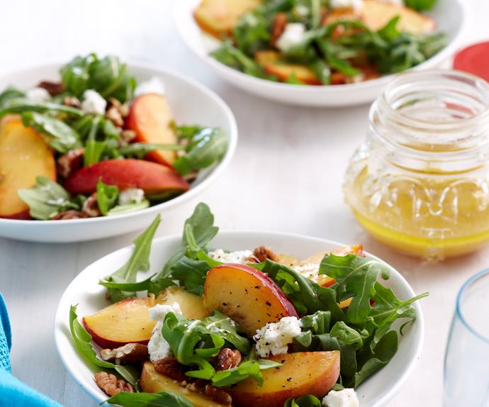 Peach, rocket and pecan salad