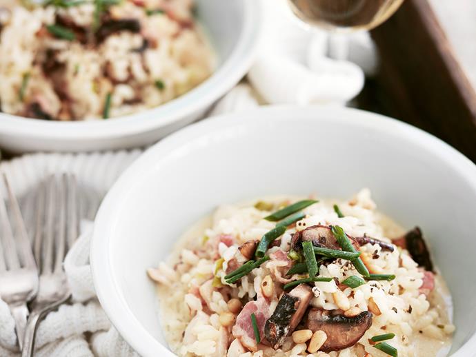**[Chicken, bacon and mushroom risotto](https://www.womensweeklyfood.com.au/recipes/chicken-bacon-and-mushroom-risotto-25397|target="_blank")**

Be careful not to overcook your risotto rice – the grains should be al dente.