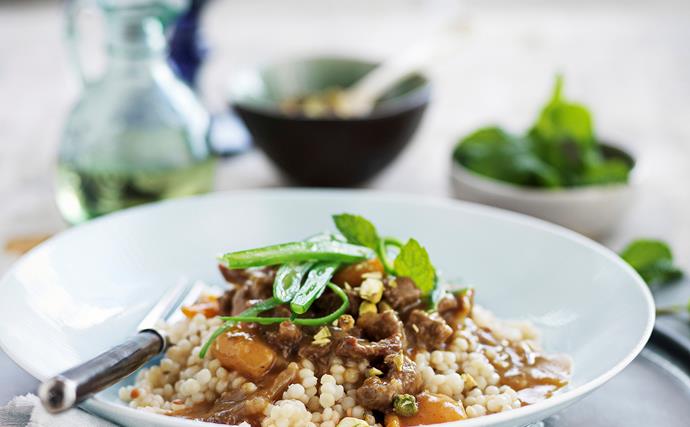 Moroccan lamb and apricots with scented pearl couscous