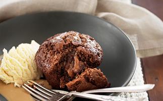 Double chocolate caramel muffins