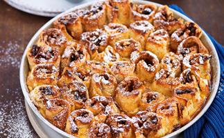 Sticky date and cinnamon bread and butter pudding