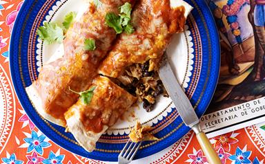 Enchiladas with chicken and black beans
