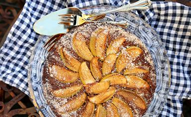 Sicilian almond, apple and ricotta cake with pecans