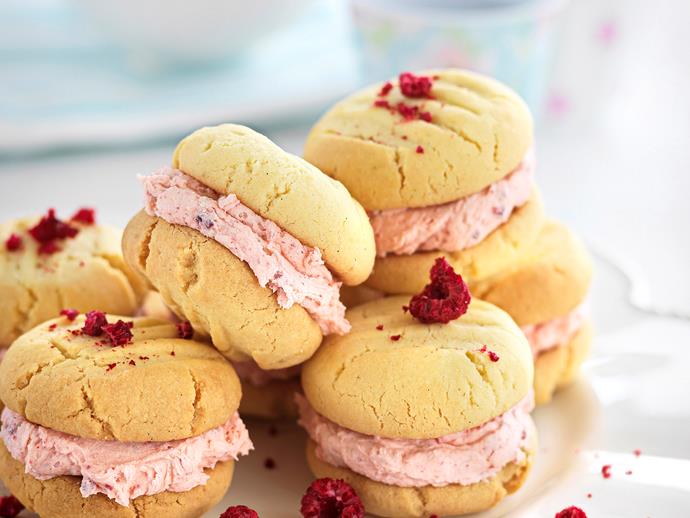 **[Vanilla yo-yos with raspberry butter cream](https://www.womensweeklyfood.com.au/recipes/vanilla-yo-yos-with-raspberry-butter-cream-27230|target="_blank")**

A classic afternoon tea biscuit with added raspberries for a modern touch.
