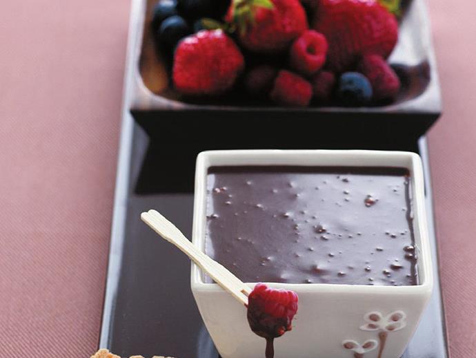**[Toblerone fondue](https://www.womensweeklyfood.com.au/recipes/toblerone-fondue-14807|target="_blank")**

This exceedingly rich, decadent dessert is just the ticket at the end of a long dinner party with friends. Serve with coffee and lots of laughs.