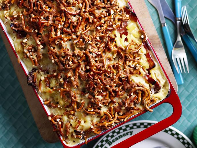 [Candied bacon with mac and pretzel crumb cheese recipe.](http://www.foodtolove.com.au/recipes/candied-bacon-with-mac-and-pretzel-crumb-cheese-27625|target="_blank")