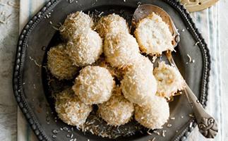 sticky coconut rice balls with lime syrup