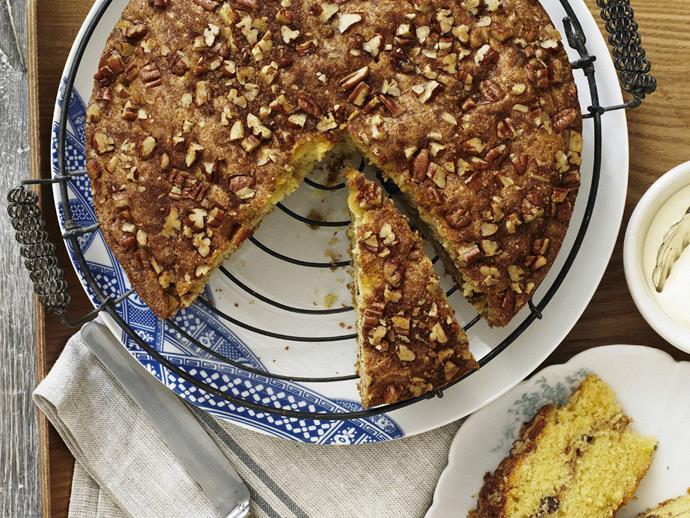 **[Pecan sour cream cake](https://www.womensweeklyfood.com.au/recipes/pecan-sour-cream-cake-14210|target="_blank")**

For a delicious afternoon tea, serve thick slices of this moist pecan cake with whipped cream.