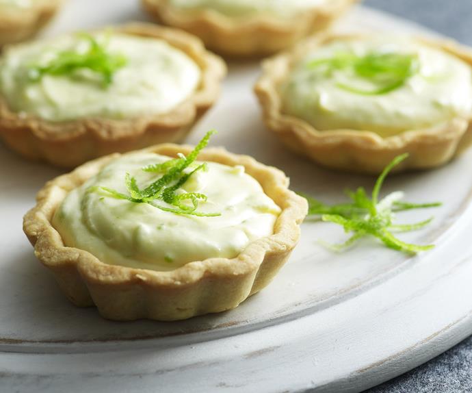 white chocolate, lime and ginger mousse tarts