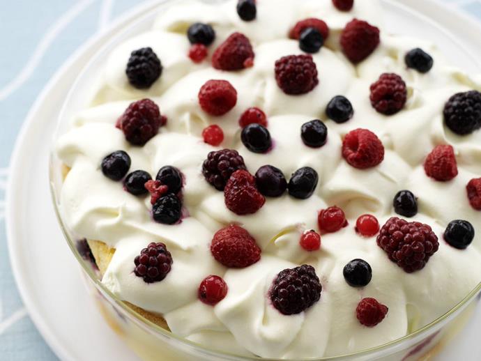 **[Berry trifle](https://www.womensweeklyfood.com.au/recipes/berry-trifle-14279|target="_blank")**