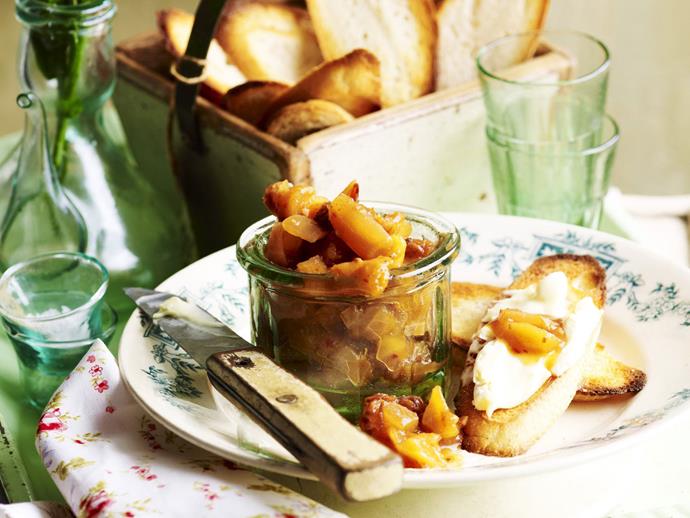 [Dried fruit chutney](https://www.womensweeklyfood.com.au/recipes/dried-fruit-chutney-13078|target="_blank") of apple, date, apricot, pineapple and raisins with a pinch of cinnamon.