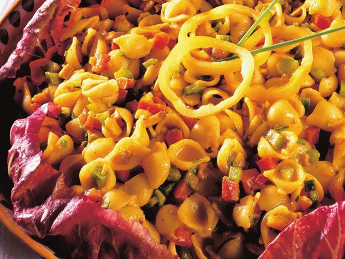 **[Curried pasta salad](https://www.womensweeklyfood.com.au/recipes/curried-pasta-salad-12777|target="_blank")**

Spicy hits of curry powder and capsicum lend an Indian edge to this basic pasta salad.