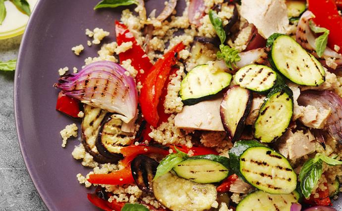 quinoa salad with char-grilled vegetables and tuna