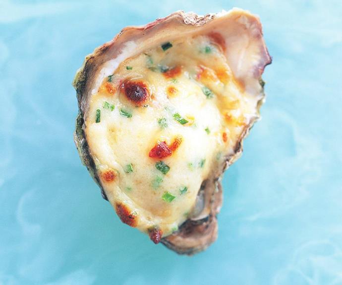 oysters with chive Bechamel