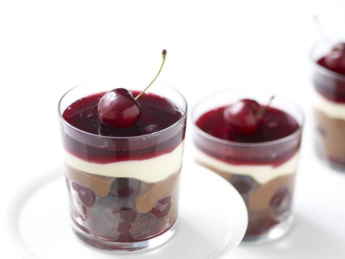 **[Black forest trifle](https://www.womensweeklyfood.com.au/recipes/black-forest-trifle-11818|target="_blank")**

Chocolate and cherry in a trifle - what more could you ask for?