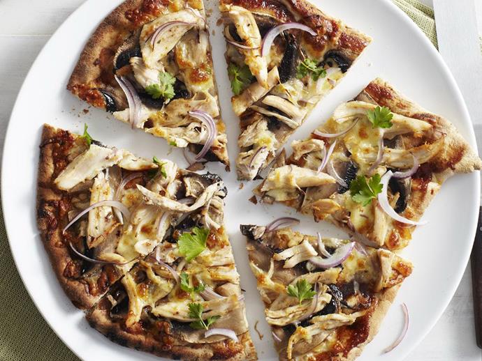 **[Barbecue chicken & mushroom pizzas](https://www.womensweeklyfood.com.au/recipes/barbecue-chicken-and-mushroom-pizzas-16554|target="_blank")**
