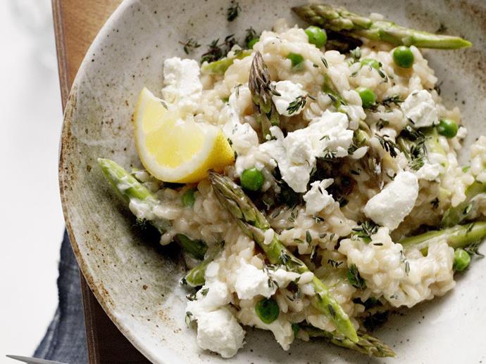 This vegetarian [asparagus and goat's cheese risotto](https://www.womensweeklyfood.com.au/recipes/asparagus-and-goat-cheese-risotto-11664|target="_blank") is just the thing for an easy meat-free Monday meal.