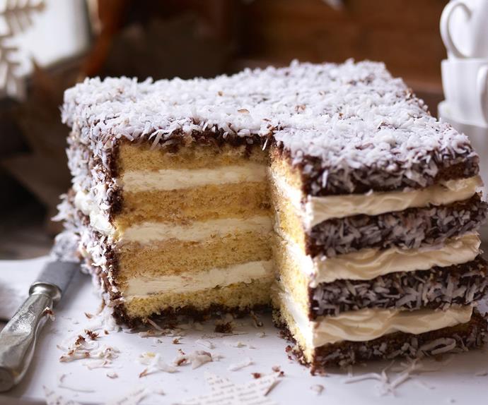 lamington cream layer cake