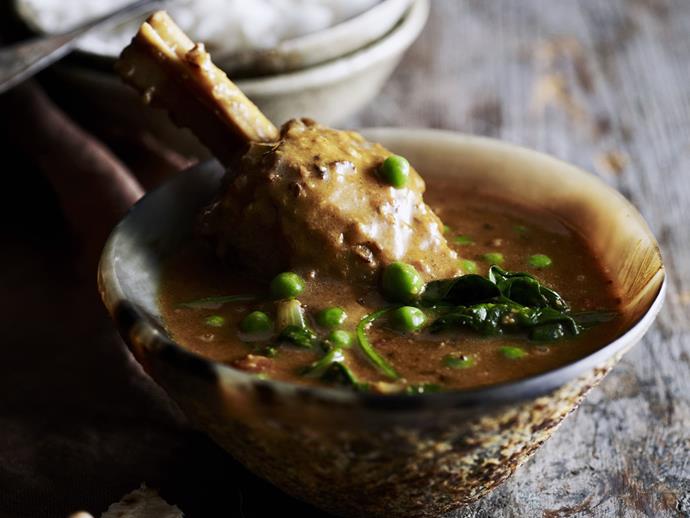 [**Lamb shank and spinach korma curry**](https://www.womensweeklyfood.com.au/recipes/lamb-shank-and-spinach-korma-curry-11376|target="_blank")

Tender buttery lamb in a rich korma curry.