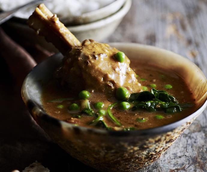 lamb shank and spinach korma curry