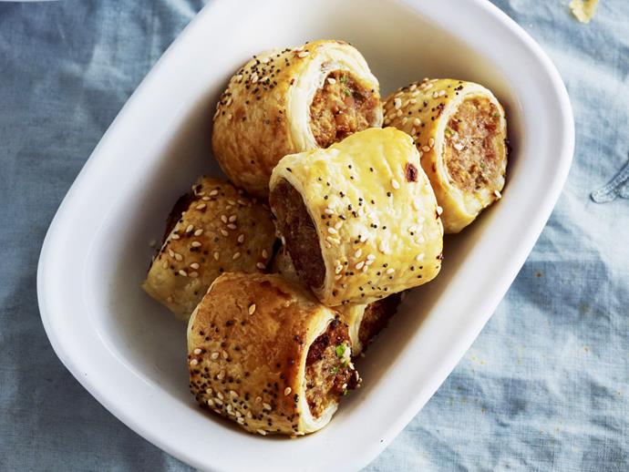 These [pork, fennel and fig sausage rolls](https://www.womensweeklyfood.com.au/recipes/pork-fennel-and-fig-sausage-rolls-4768|target="_blank") will be the most gourmet snack at the party.