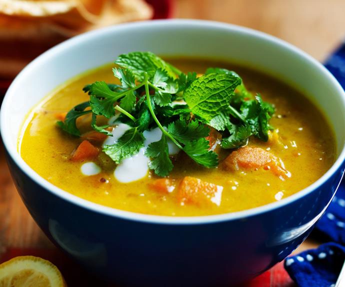 CURRIED KUMARA AND LENTIL SOUP