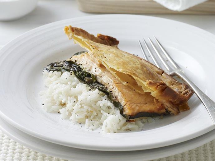 **[Salmon, silverbeet and rice pie](https://www.womensweeklyfood.com.au/recipes/salmon-silver-beet-and-rice-pie-4482|target="_blank")**