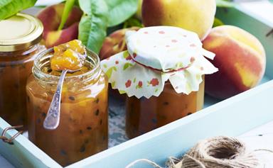 Peach and passionfruit jam