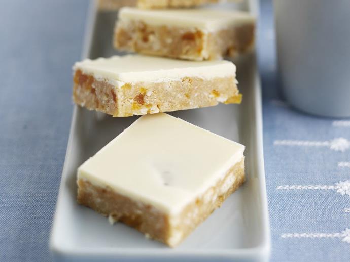 **[Apricot and coconut slice](https://www.womensweeklyfood.com.au/recipes/apricot-and-coconut-slice-15073|target="_blank")**

The best thing about this slice, besides how yummy it tastes, is that there's no cooking required. A great recipe to have on hand for those days when you need to both entertain and feed kids as you can easily make it together.