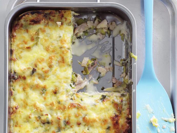 Try this cheesy, [creamy chicken lasagne](https://www.womensweeklyfood.com.au/recipes/creamy-chicken-and-leek-lasagne-10161|target="_blank") for a divine family meal, best served with a big green salad.