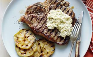 pepper steaks with fennel remoulade & apple