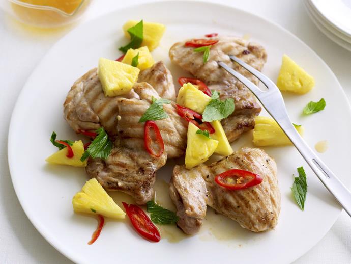 **[Grilled chicken with Thai pineapple](https://www.womensweeklyfood.com.au/recipes/grilled-chicken-with-thai-pineapple-9074|target="_blank")**

Grilled chicken with Thai-style pineapple, chilli and mint.