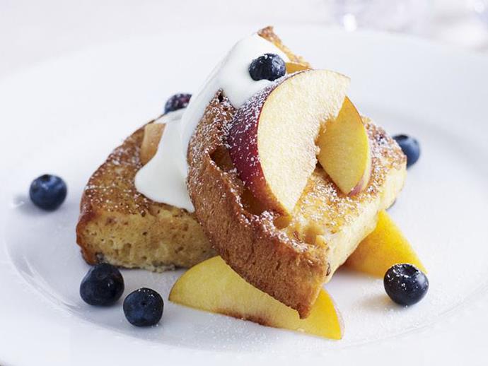 **[Panettone toast with peaches and blueberries](https://www.womensweeklyfood.com.au/recipes/panettone-toast-with-peaches-and-blueberries-9225|target="_blank")**

Serve with ice-cream instead of yogurt for a quick dessert. If possible, choose freestone peaches (or nectarines) rather than the clingstone variety. You can use any seasonal fruit for this recipe.