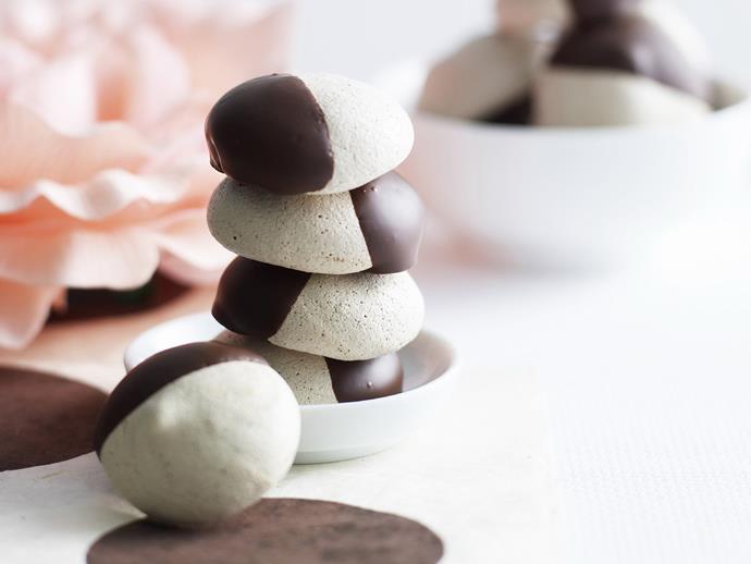 **[Mocha hazelnut meringues](https://www.womensweeklyfood.com.au/recipes/mocha-hazelnut-meringues-3526|target="_blank")**

Hidden inside each of these mocha meringues is a whole hazelnut for a delightful surprise.