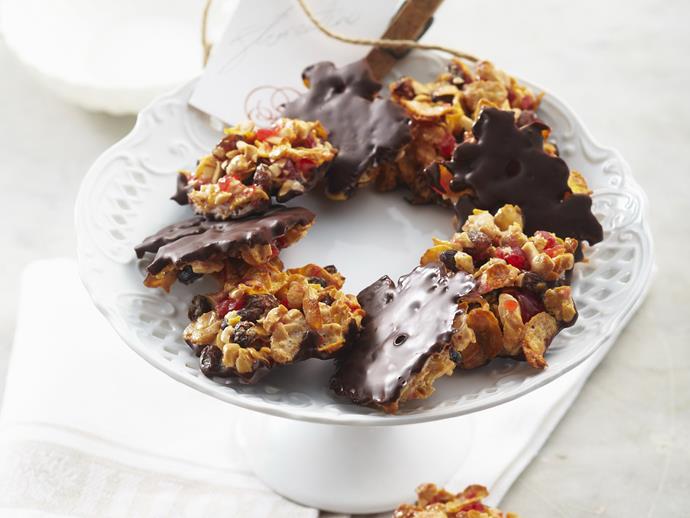 [Florentines](https://www.womensweeklyfood.com.au/recipes/florentines-8471|target="_blank") are sweet pastry made of nuts and candied cherries mixed with sugar melted together with butter and honey, baked and dipped in chocolate.