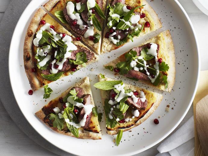 **[Lamb and pomegranate pizza](https://www.womensweeklyfood.com.au/recipes/lamb-and-pomegranate-pizza-8059|target="_blank")**