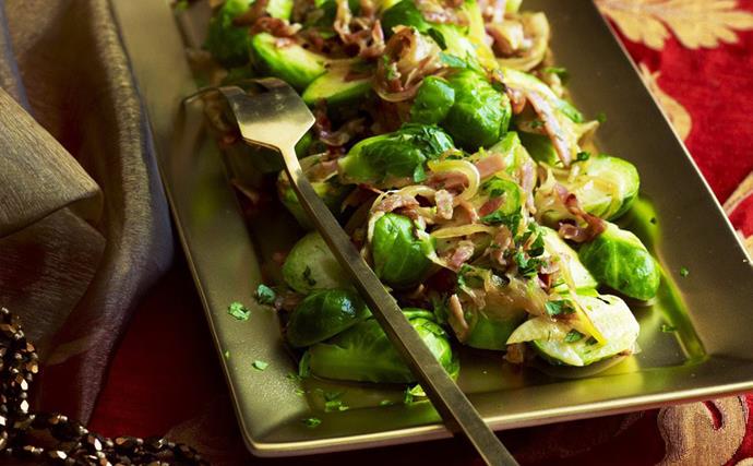 brussels sprouts with crispy onions and pancetta