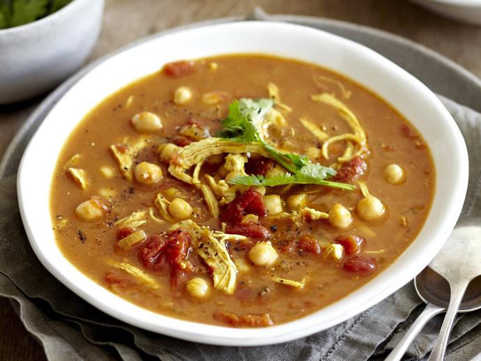 **[Moroccan chicken & chickpea soup](https://www.womensweeklyfood.com.au/recipes/moroccan-chicken-and-chickpea-soup-7942|target="_blank")**

This spiced, savoury Moroccan chicken soup will give you a nourishing mid-week boost.