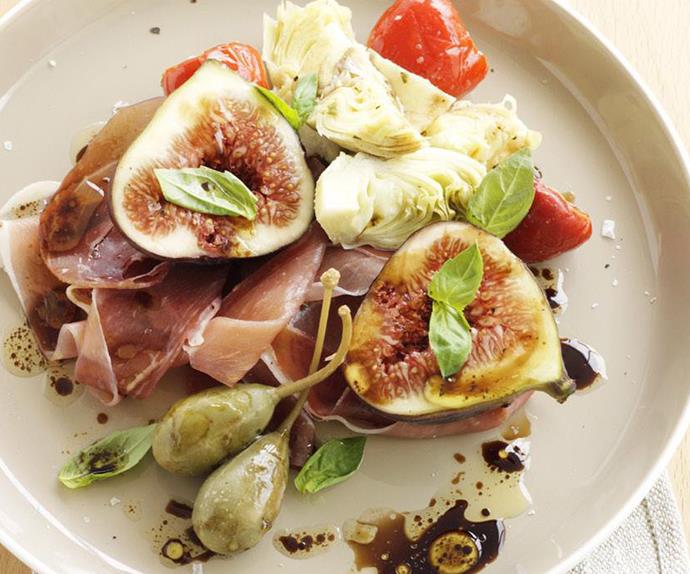 fig, prosciutto and antipasti salad