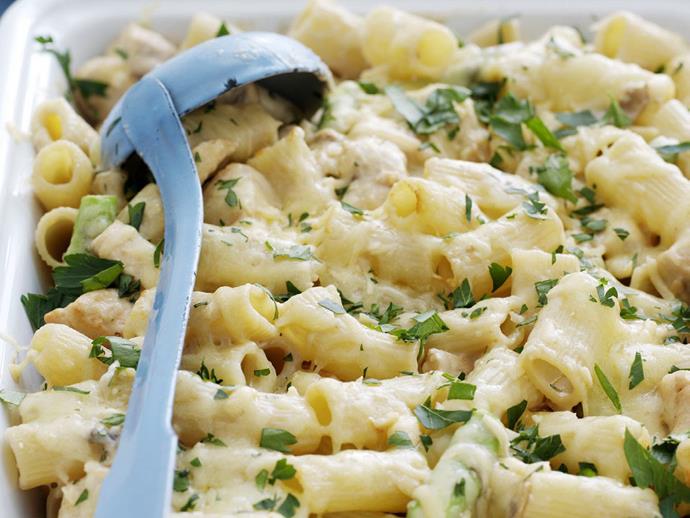Creamy and comforting, this [asparagus, chicken and mushroom pasta bake](https://www.womensweeklyfood.com.au/recipes/chicken-mushroom-and-asparagus-creamy-pasta-bake-15309|target="_blank") is a great mid-week dinner recipe. It's also handy on a busy weekend when you've got lots of mouths to feed.