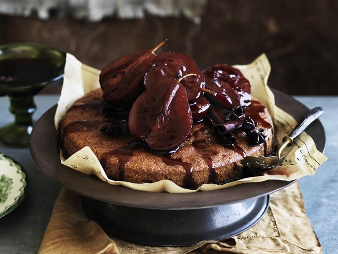 **[Greek walnut and spice cake with red wine pears](https://www.womensweeklyfood.com.au/recipes/greek-walnut-and-spice-cake-with-red-wine-pears-6060|target="_blank")**