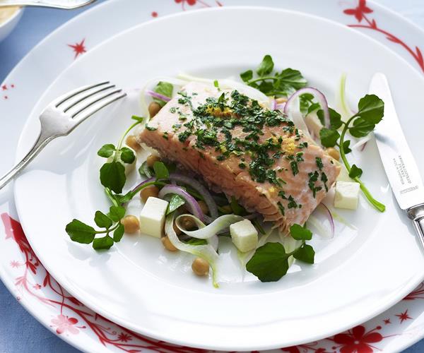 Barbecued salmon with yoghurt dressing recipe | Food To Love