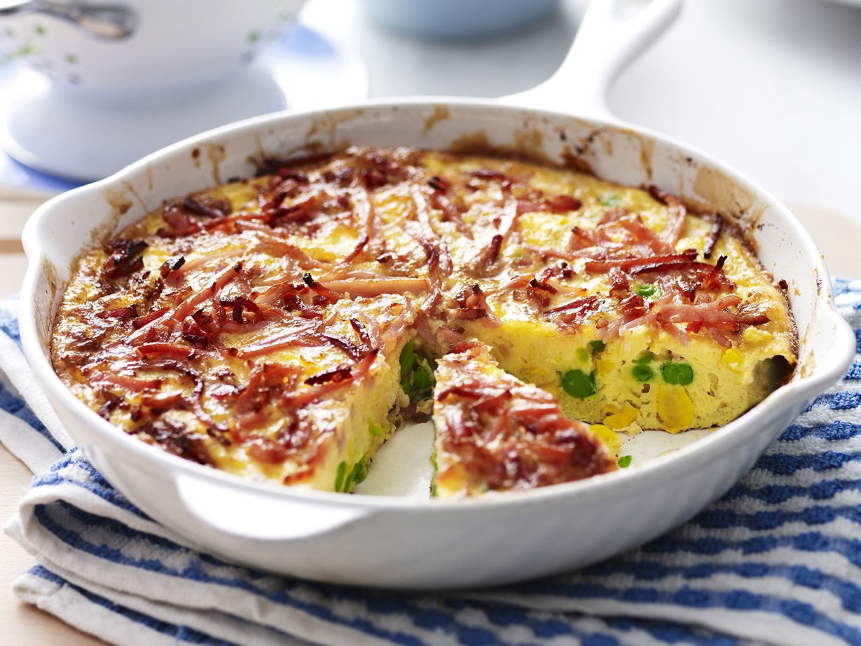 [Bacon, pea and corn frittata](http://www.foodtolove.co.nz/recipes/bacon-pea-and-corn-frittata-23505|target="_blank")