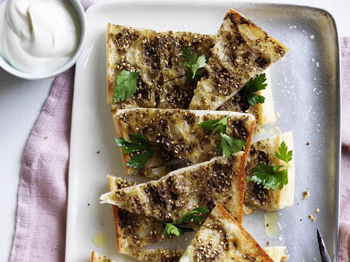 **[Za'atar pizza](https://www.womensweeklyfood.com.au/recipes/zaatar-pizza-15350|target="_blank")**

Sprinkled with freshly made za'atar, this crisp, spicy pizza slices are delicious either dipped in yoghurt, or with a spoonful dolloped on top. Great as a snack, starter or a share platter.