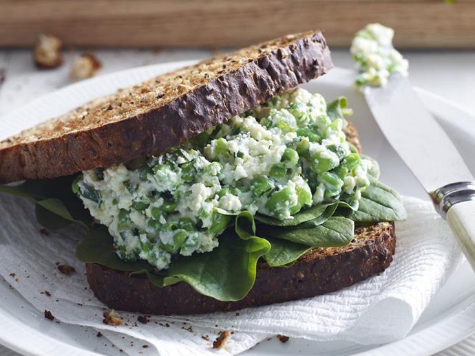 **[Pea, ricotta, mint and spinach open sandwiches](https://www.womensweeklyfood.com.au/recipes/pea-ricotta-mint-and-spinach-open-sandwiches-5889|target="_blank")**